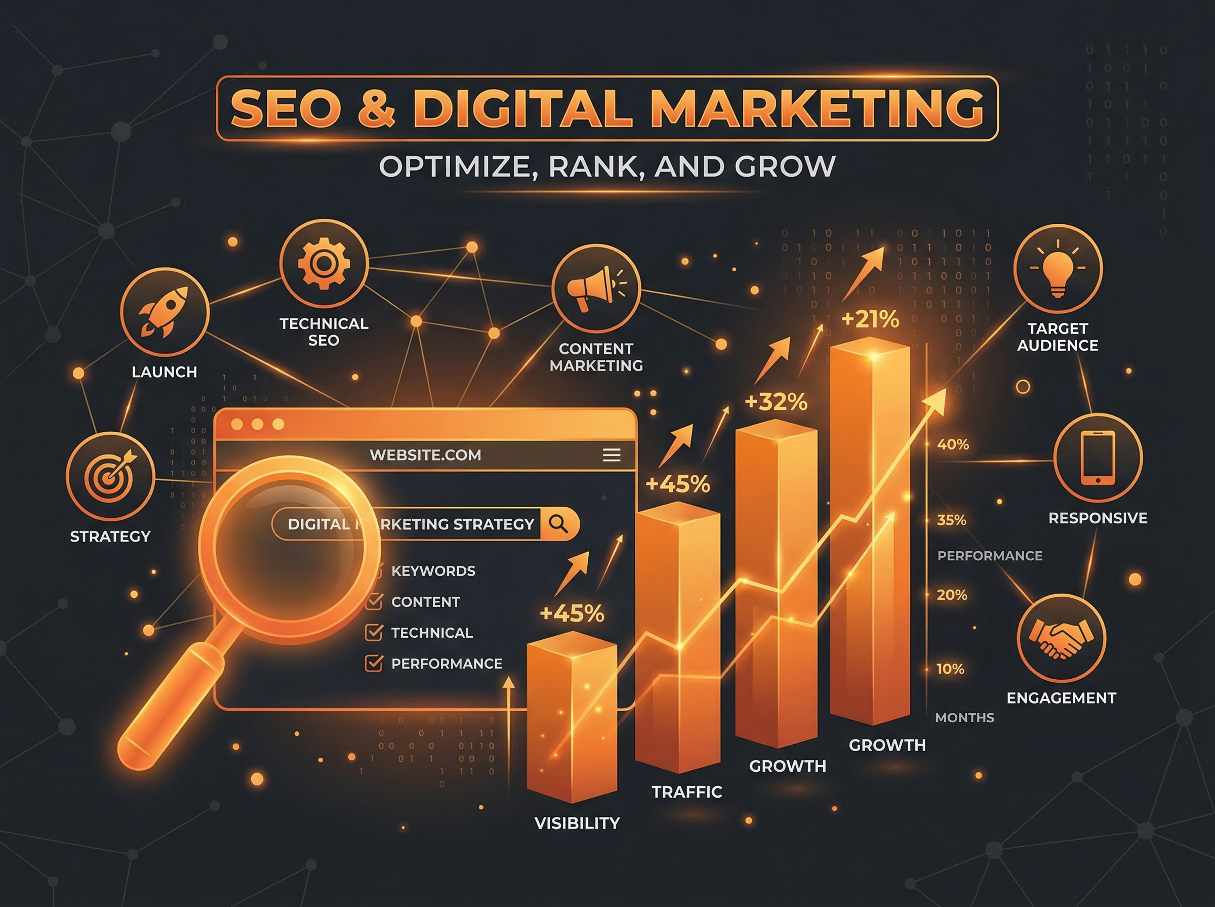 SEO and digital marketing growth chart